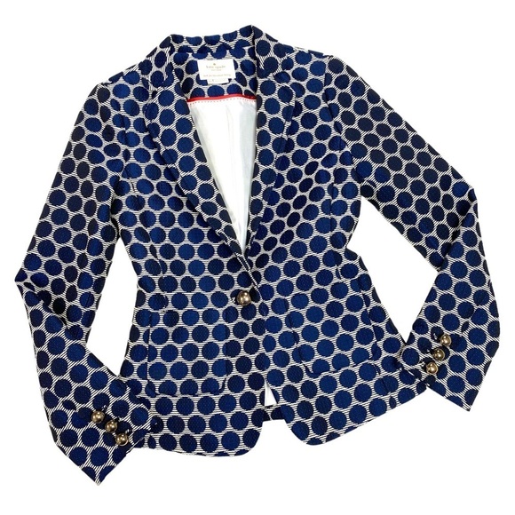 KATE Spade Jacquard Millie Polka Dots Blazer Jacket in Blue White NJMU3068 - Picture 9 of 11